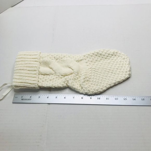 14 Inch Cable Knitted Christmas Stocking Farmhouse Cream White New Without Tags - Picture 3 of 6